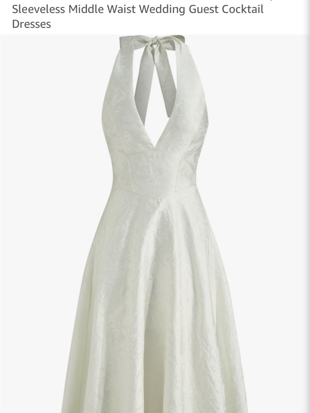 Cider White Halter V-Neck Jacquard Cocktail Dress